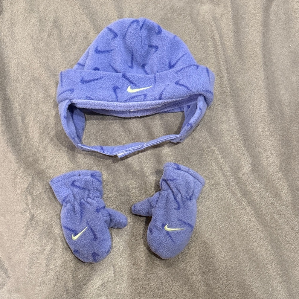 Nike Purple Toddler Winter Hat and Mittens Set